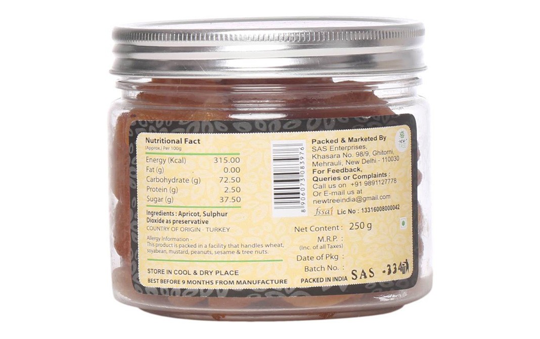 New Tree Fruit Meal Apricot    Glass Jar  250 grams
